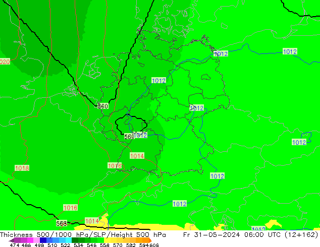 Thck 500-1000гПа UK-Global пт 31.05.2024 06 UTC