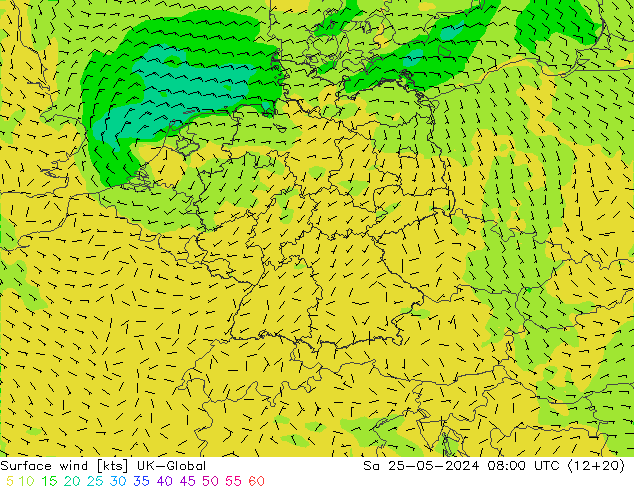 风 10 米 UK-Global 星期六 25.05.2024 08 UTC