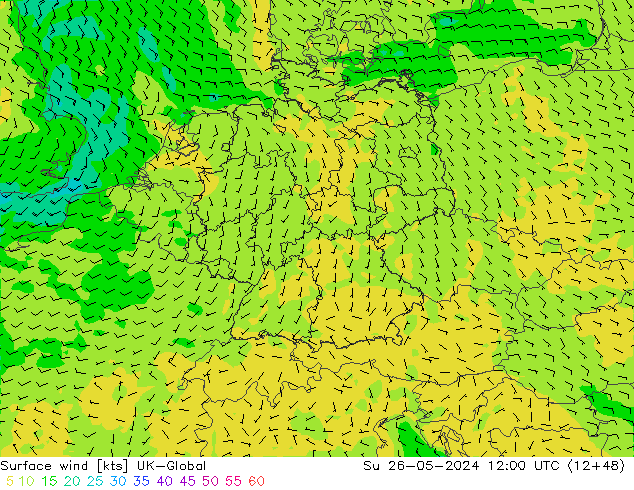 Vent 10 m UK-Global dim 26.05.2024 12 UTC