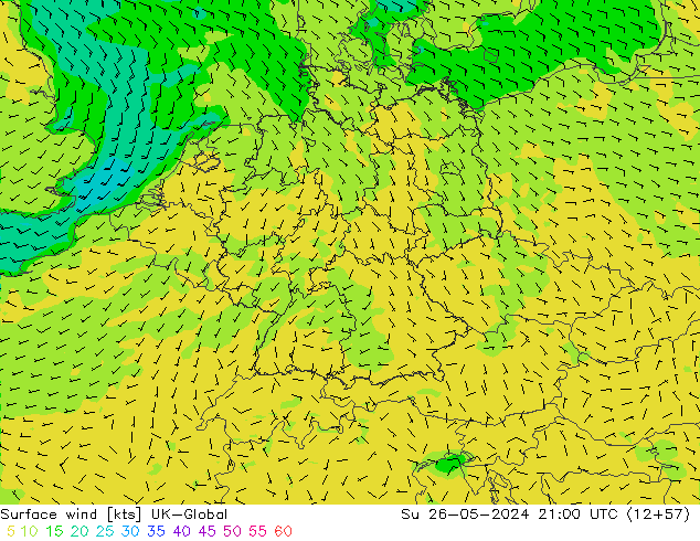 Rüzgar 10 m UK-Global Paz 26.05.2024 21 UTC