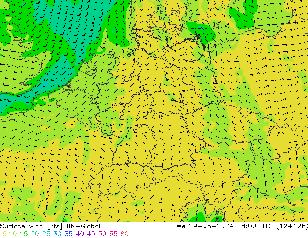 Wind 10 m UK-Global wo 29.05.2024 18 UTC