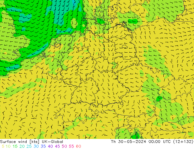 Vento 10 m UK-Global Qui 30.05.2024 00 UTC