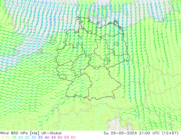 Rüzgar 850 hPa UK-Global Paz 26.05.2024 21 UTC