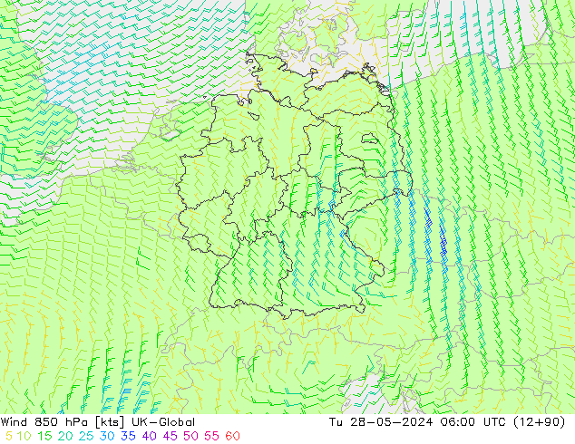 Viento 850 hPa UK-Global mar 28.05.2024 06 UTC