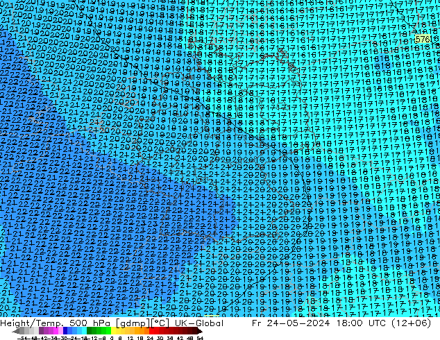 Height/Temp. 500 hPa UK-Global Fr 24.05.2024 18 UTC