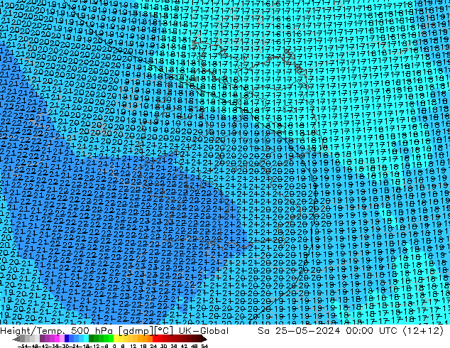 Hoogte/Temp. 500 hPa UK-Global za 25.05.2024 00 UTC