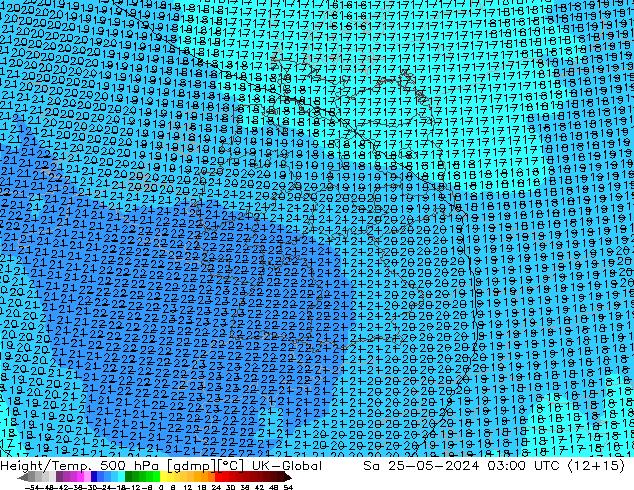 Height/Temp. 500 hPa UK-Global Sáb 25.05.2024 03 UTC