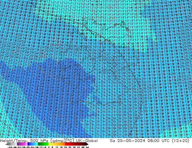 Height/Temp. 500 hPa UK-Global Sa 25.05.2024 08 UTC