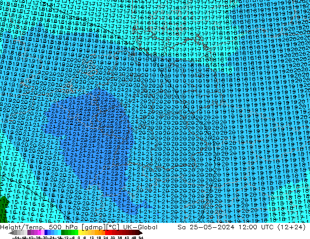 Yükseklik/Sıc. 500 hPa UK-Global Cts 25.05.2024 12 UTC