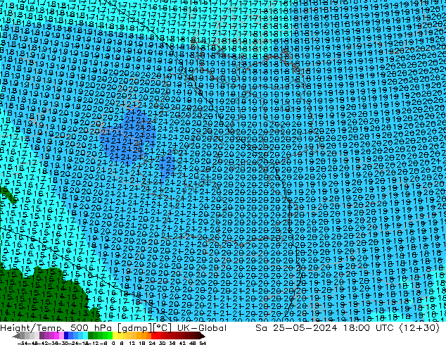 Height/Temp. 500 hPa UK-Global Sáb 25.05.2024 18 UTC