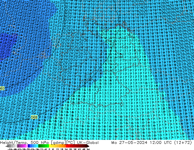 Height/Temp. 500 hPa UK-Global Seg 27.05.2024 12 UTC