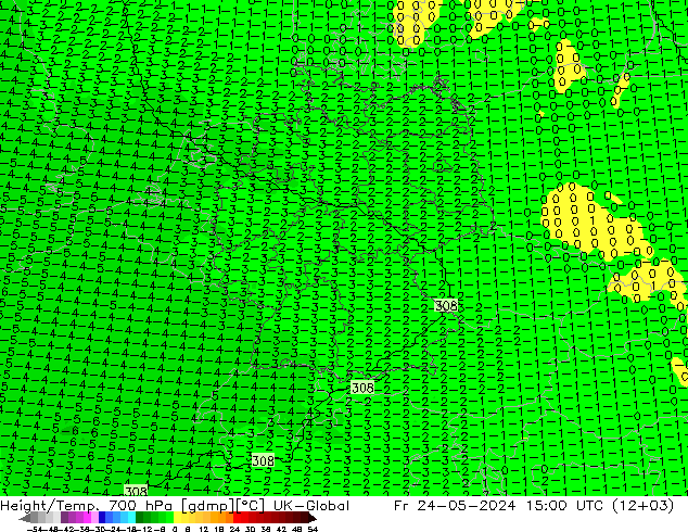 Yükseklik/Sıc. 700 hPa UK-Global Cu 24.05.2024 15 UTC