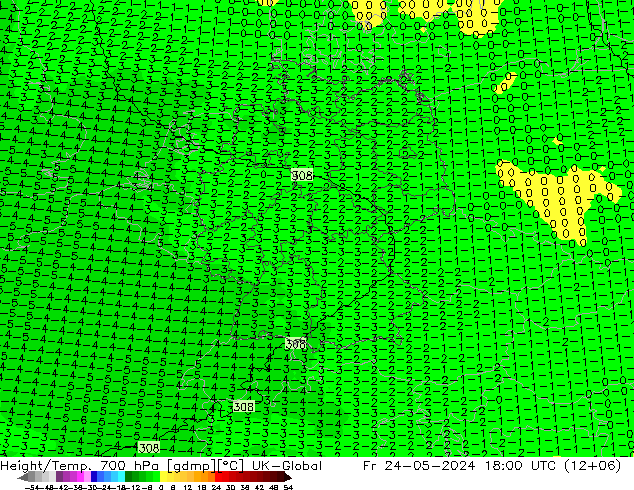 Yükseklik/Sıc. 700 hPa UK-Global Cu 24.05.2024 18 UTC