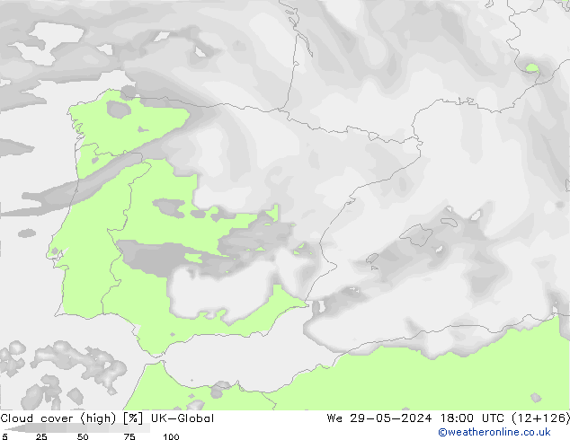 Nuages (élevé) UK-Global mer 29.05.2024 18 UTC