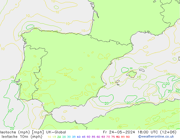 Isotachs (mph) UK-Global Pá 24.05.2024 18 UTC