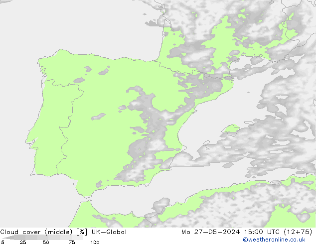 Nuages (moyen) UK-Global lun 27.05.2024 15 UTC