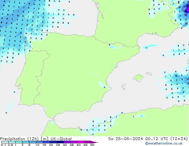 Precipitation (12h) UK-Global Sa 25.05.2024 12 UTC