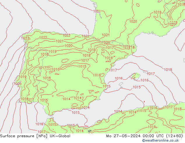 приземное давление UK-Global пн 27.05.2024 00 UTC