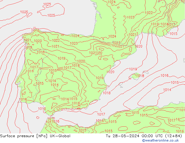 Atmosférický tlak UK-Global Út 28.05.2024 00 UTC