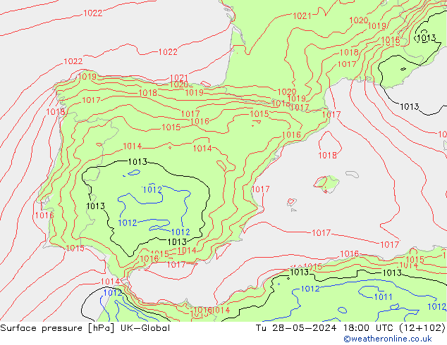 приземное давление UK-Global вт 28.05.2024 18 UTC