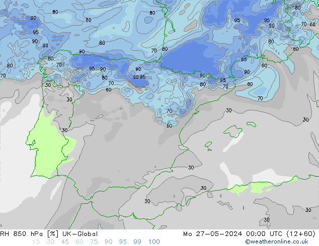 850 hPa Nispi Nem UK-Global Pzt 27.05.2024 00 UTC