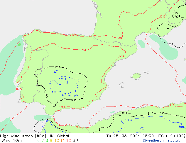 High wind areas UK-Global Tu 28.05.2024 18 UTC