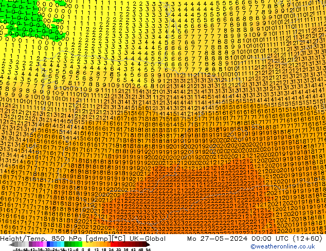 Yükseklik/Sıc. 850 hPa UK-Global Pzt 27.05.2024 00 UTC