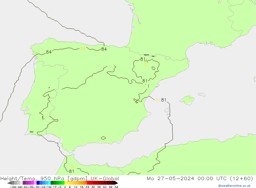 Yükseklik/Sıc. 950 hPa UK-Global Pzt 27.05.2024 00 UTC