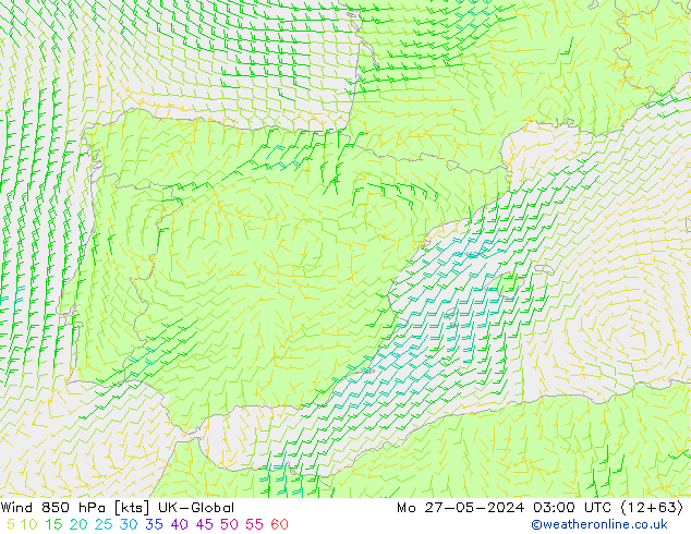 Wind 850 hPa UK-Global Mo 27.05.2024 03 UTC