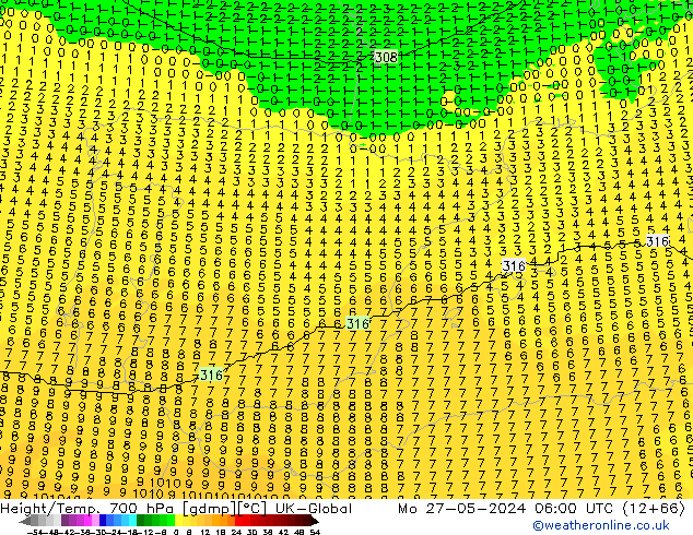 Height/Temp. 700 hPa UK-Global Seg 27.05.2024 06 UTC