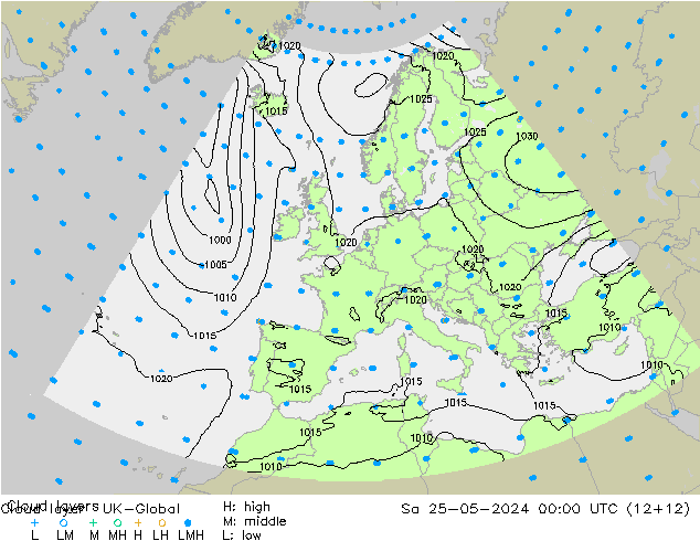 Cloud layer UK-Global So 25.05.2024 00 UTC