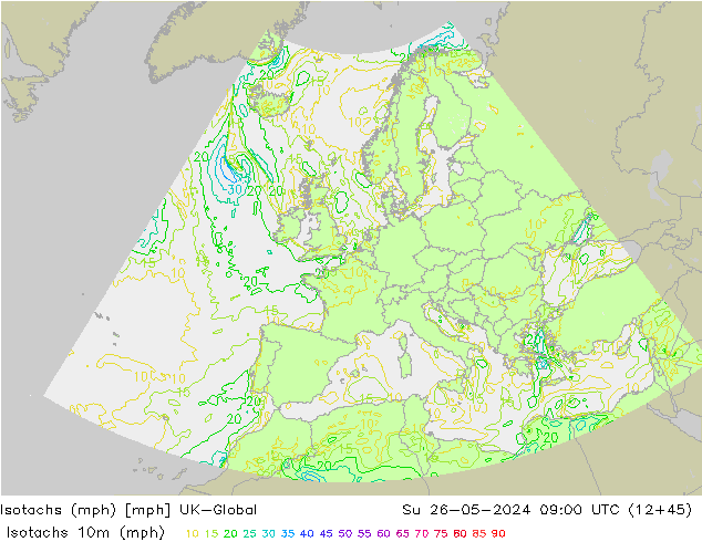 Isotachs (mph) UK-Global Вс 26.05.2024 09 UTC