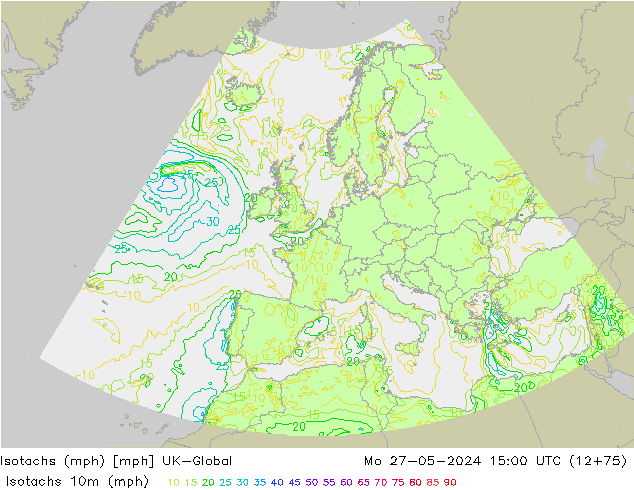 Isotachs (mph) UK-Global пн 27.05.2024 15 UTC