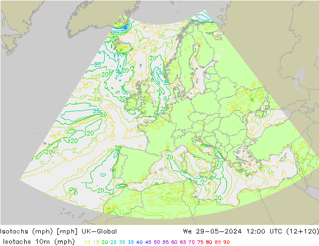 Isotachs (mph) UK-Global We 29.05.2024 12 UTC