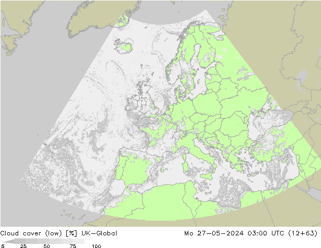 Bewolking (Laag) UK-Global ma 27.05.2024 03 UTC