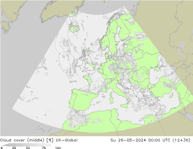 Bewolking (Middelb.) UK-Global zo 26.05.2024 00 UTC