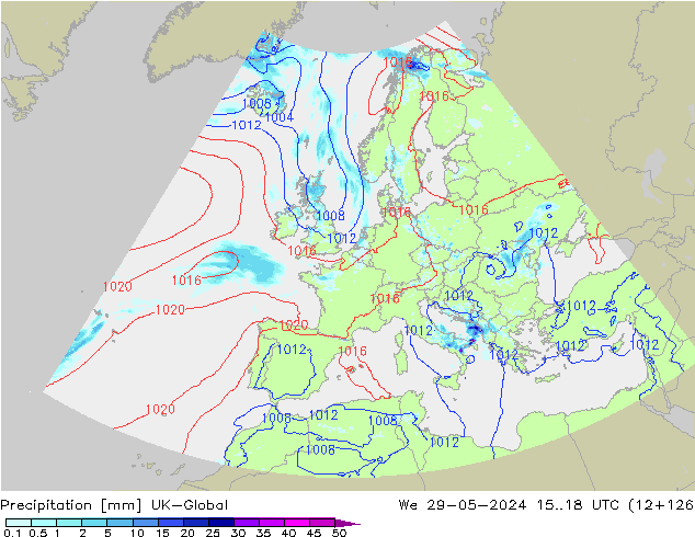 Precipitation UK-Global We 29.05.2024 18 UTC