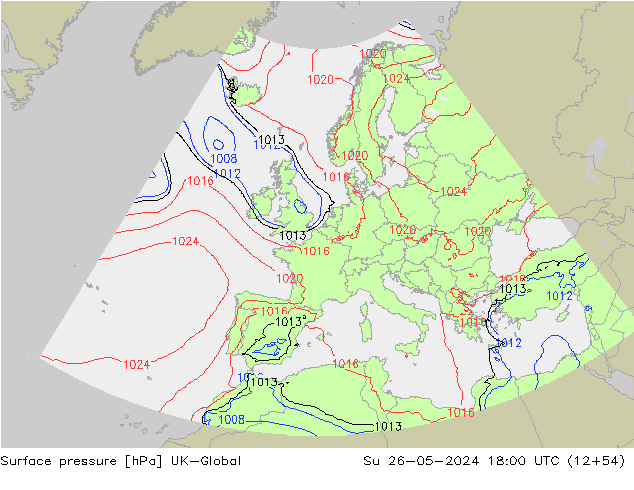 地面气压 UK-Global 星期日 26.05.2024 18 UTC