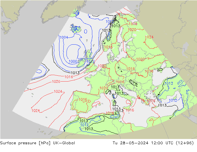 Surface pressure UK-Global Tu 28.05.2024 12 UTC