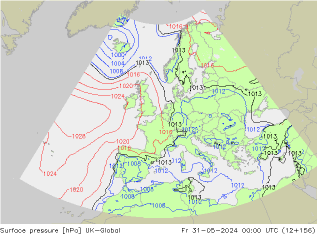 Luchtdruk (Grond) UK-Global vr 31.05.2024 00 UTC
