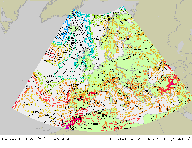 Theta-e 850гПа UK-Global пт 31.05.2024 00 UTC