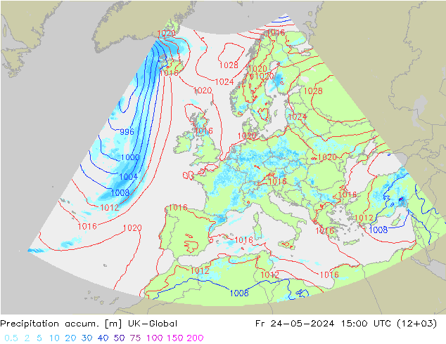 Precipitation accum. UK-Global Fr 24.05.2024 15 UTC