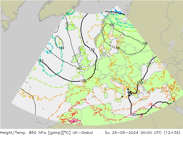 Height/Temp. 850 hPa UK-Global Su 26.05.2024 00 UTC