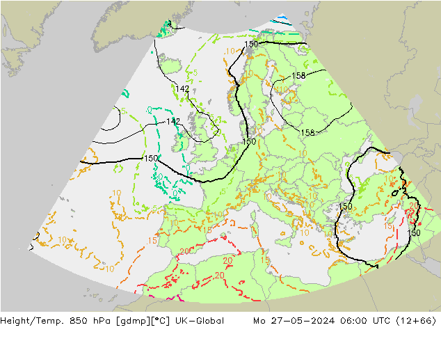 Height/Temp. 850 hPa UK-Global pon. 27.05.2024 06 UTC