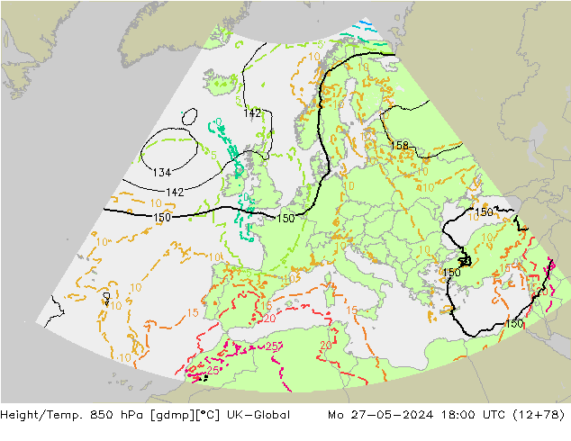 Yükseklik/Sıc. 850 hPa UK-Global Pzt 27.05.2024 18 UTC