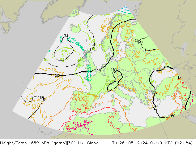 Height/Temp. 850 hPa UK-Global Tu 28.05.2024 00 UTC