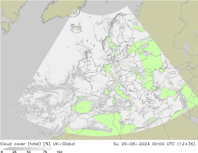 zachmurzenie (suma) UK-Global nie. 26.05.2024 00 UTC