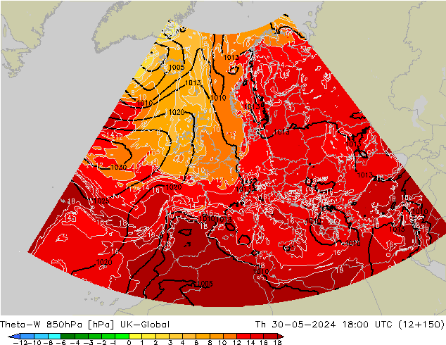 Theta-W 850hPa UK-Global  30.05.2024 18 UTC