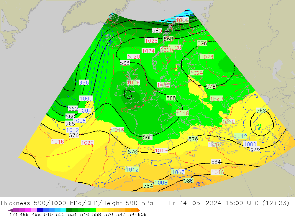 Thck 500-1000hPa UK-Global ven 24.05.2024 15 UTC
