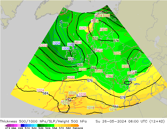 Thck 500-1000hPa UK-Global Ne 26.05.2024 06 UTC